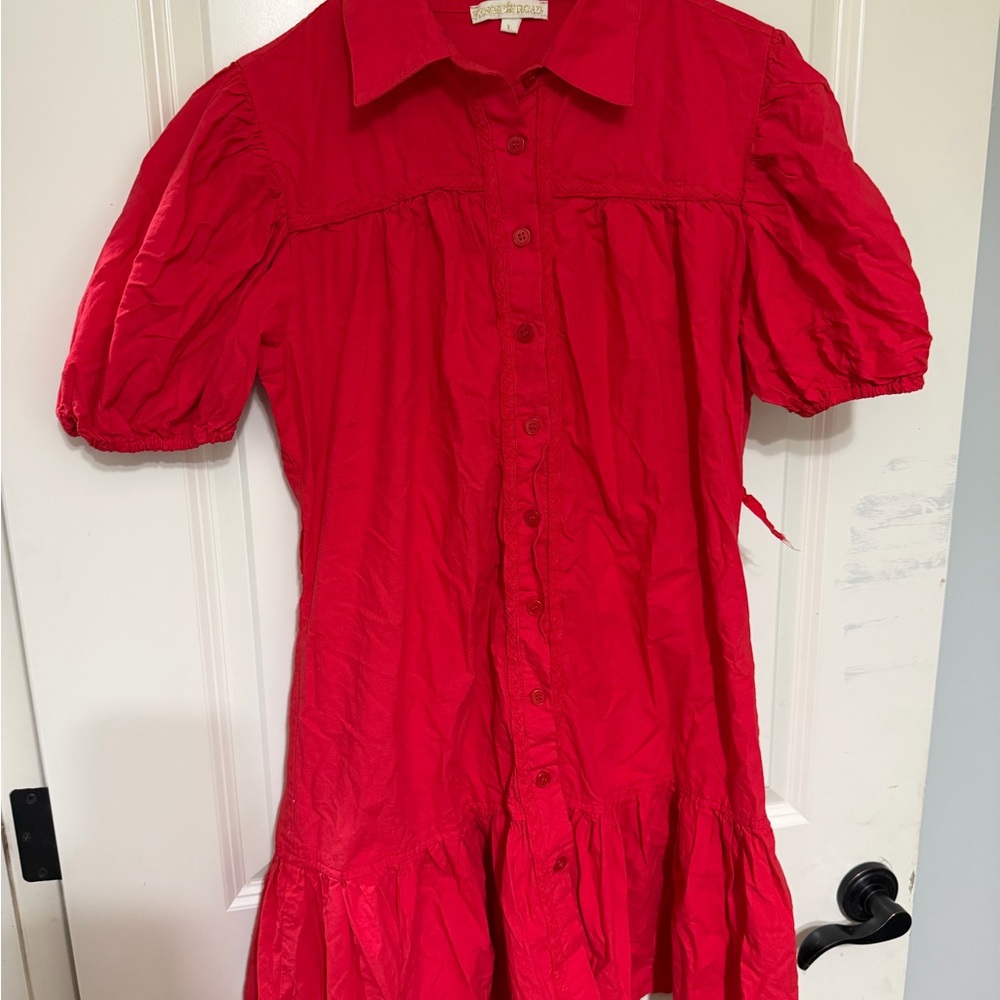 Chic Red Button-Up Dress